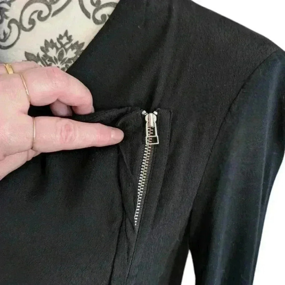 Aritzia Babaton Olivier Blouse Black Waterfall Front Jacket Whimsigoth Women XS - Picture 8 of 13